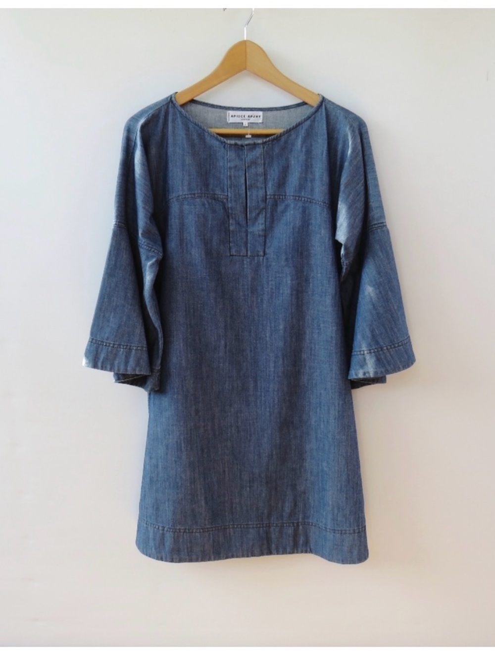 Apiece Apart Blue Chambray Bell Sleeve Shift Dress Size 8